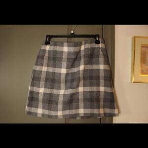 UNIQLO Gray Plaid Wool-Blend Skirt